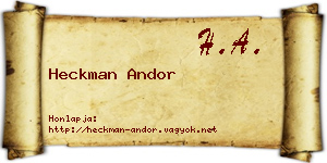 Heckman Andor névjegykártya
